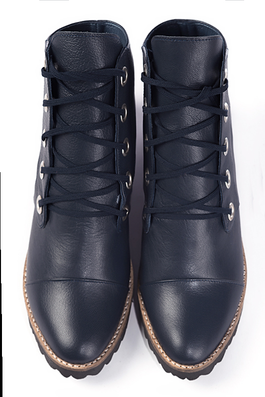 Boots habill es femme bleu marine Bottines lacets l avant